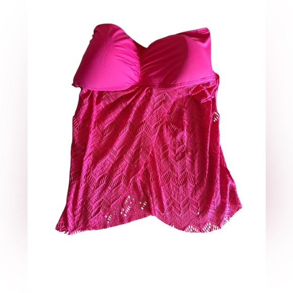 Vince Camuto Dragon Fruit Crochet Draped Tankini M - Picture 3 of 15